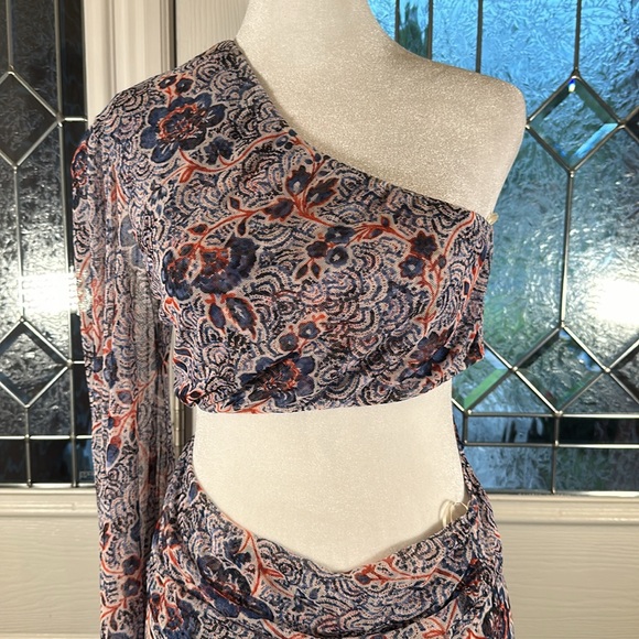 NWT MISA Los Angeles Calypso Cutout Midi Dress Blue M - Picture 3 of 8